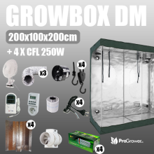 Komplettset: Growbox DiamondRoom 200x100x200cm + 4 x CFL 250W