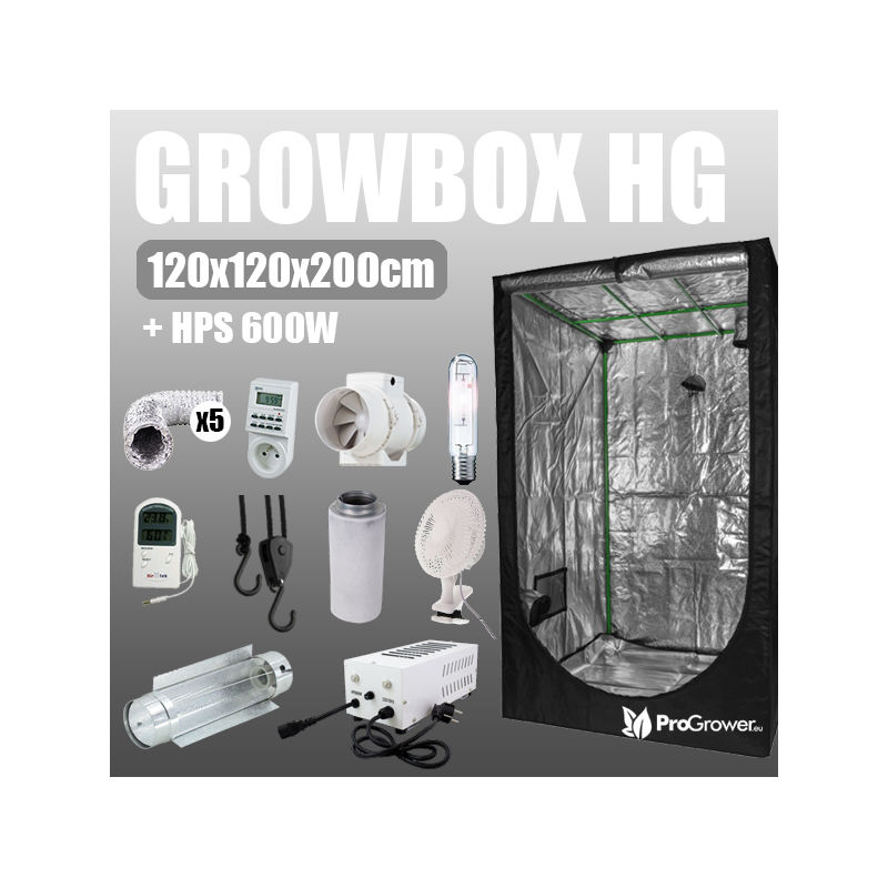 Zestaw do uprawy: Growbox HG 120x120x200cm + HPS 600W
