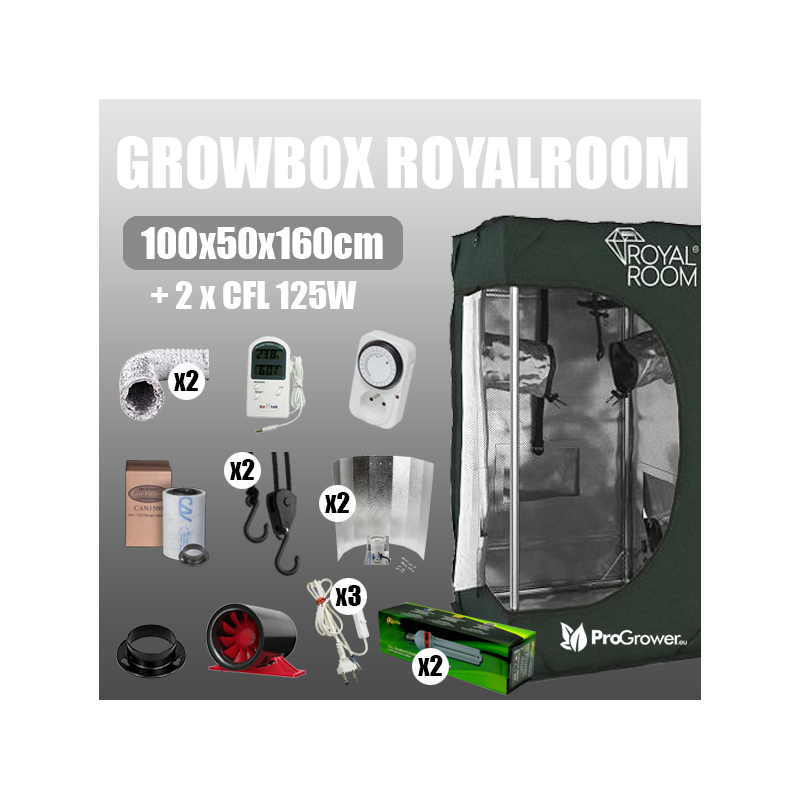 Zestaw do uprawy: Growbox RoyalRoom 100x50x160cm + 2 x CFL 125W