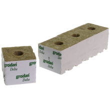 GRODAN 7.5x7.5x6.5cm, mineral wool cube, hole fi 27mm, 1pc.