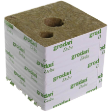 GRODAN 15x15x14.2cm, mineral wool cube, 25mm and 40mm holes, 1 piece.