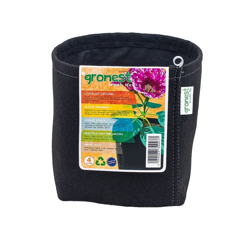 GRONEST 4L 15x15xh18cm fabric flower pot, with handles, two layers