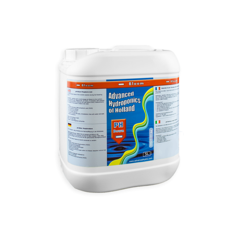 Advanced Hydroponics of Holland pH Down Bloom 5L, pH lowering regulator, for flowering