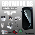 Komplettset: Growbox GS 80x80x180cm + Sunray GS LED 150W