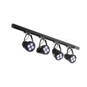 Beleuchtungsset VERTICANA 4x Lampe + Halter + Schiene, schwarz, 45 ° Objektiv