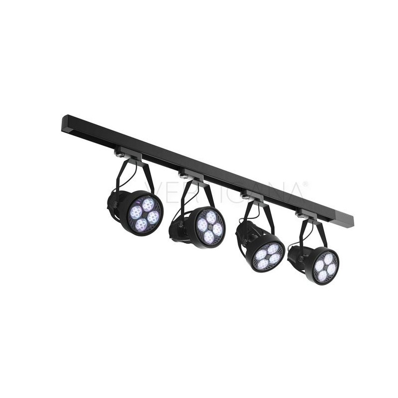 Lighting set VERTICANA 4x bulb + holder + rail, black, 45 ° lens