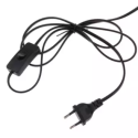 Black double E27 socket with a clip, switch and 1.3 m cable