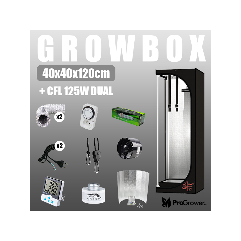 Complete Kit: Growbox 40x40x120cm + CFL 125W Dual