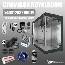 Zestaw do uprawy: Growbox RoyalRoom 240x120x200cm + 2 x  Growspec Sunray 300W