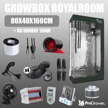 Komplettset: Growbox RoyalRoom 80x40x160cm + GS Sunray 150W