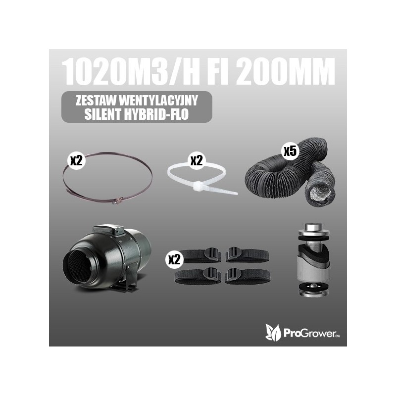 Ventilation Kit SILENT HYBRID-FLO 1020m3/h fi 200mm