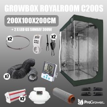 Zestaw do uprawy: Growbox RoyalRoom C200S 200x100x200cm + 2 x LED GS Sunray 300W