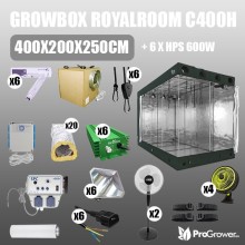 Complete Kit: Growbox RoyalRoom C400H 400x200x250cm + 6 x HPS 600W