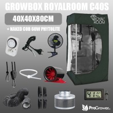 Complete Kit: Growbox RoyalRoom C40S 40x40x80cm +  Naked COB 60W Phytolite