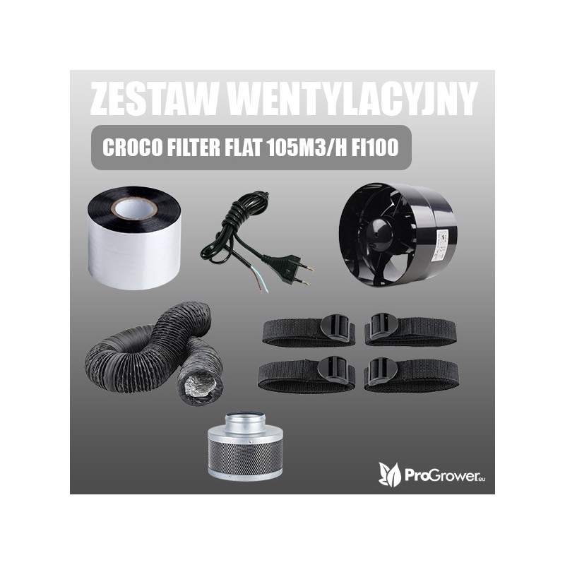 Ventilation set CROCO FILTER FLAT 105m3/h fi100