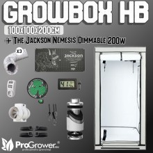 Komplettset: Growzelt HB 100x100x200cm + Grow The Jungle NEMESIS DIMMABLE 200W LED