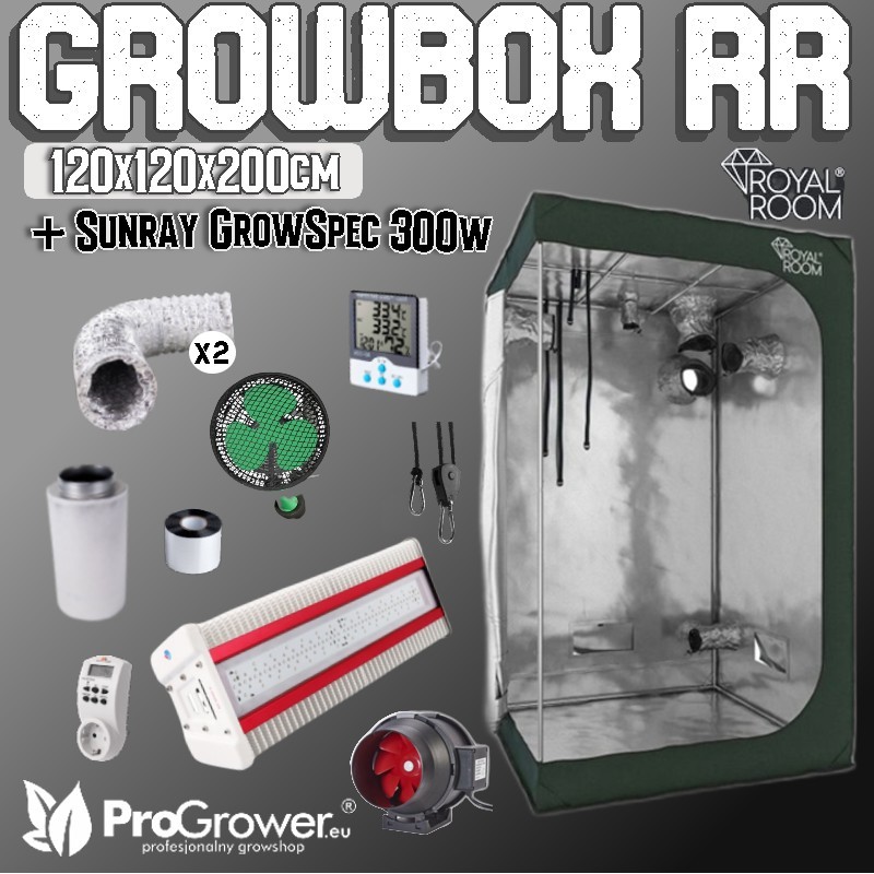 Komplettset: Growbox RR 120x120x200cm + Sunray GS LED 300W