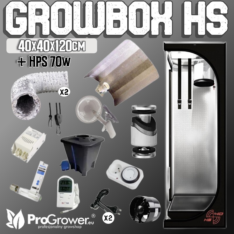 Complete Kit: HYDRO - 1 PLANT - Growbox 40x40x120cm + HPS 70W