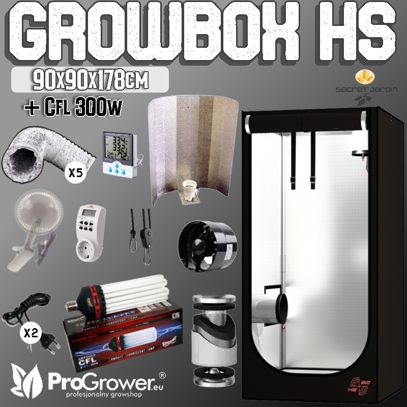 Zestaw do uprawy: Growbox HS 80x80x180cm + CFL 300W