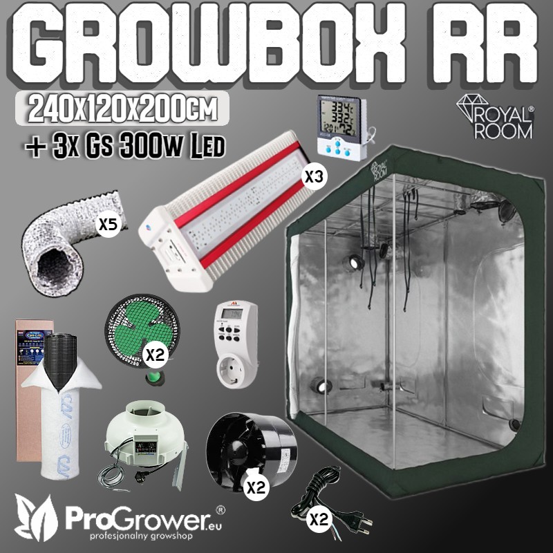 Zestaw do uprawy: Growbox RR  240x120x200cm + 3 x GS LED 300W
