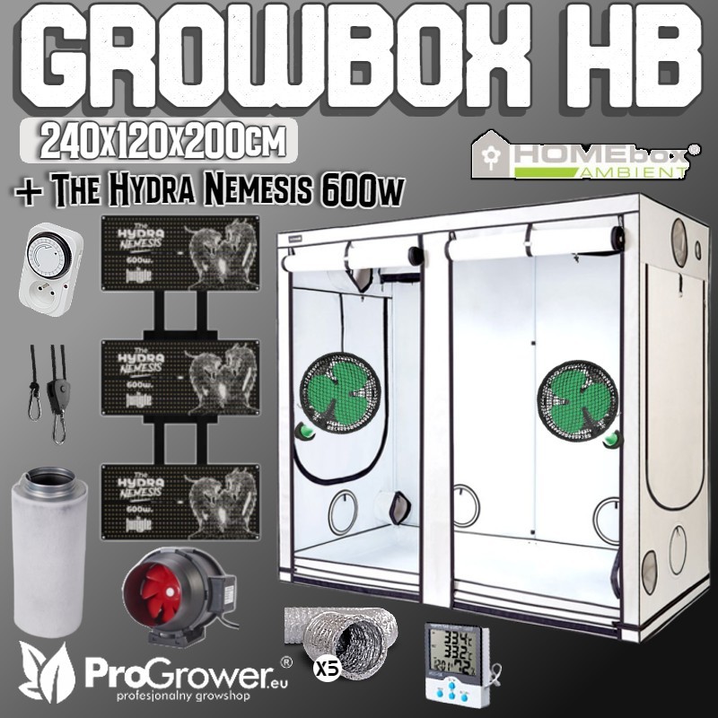 Komplettset: Growbox HB 240x120x200cm + 2 x Sunray GS 300W LED