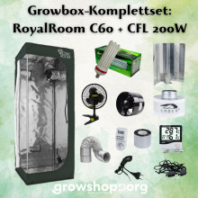 Komplettset: Growbox RoyalRoom 60x60x160cm + CFL 200W