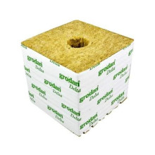 GRODAN 10x10x6.5cm, mineral wool cube, hole fi 27mm, 1pc.