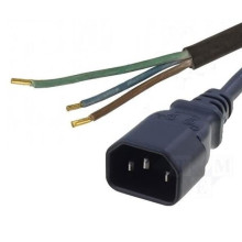 Power cord with IEC C14 plug, male, 3x1.5mm, length 1.7m