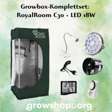 Komplettset: Growbox RoyalRoom 30x30x70cm + LED 18W
