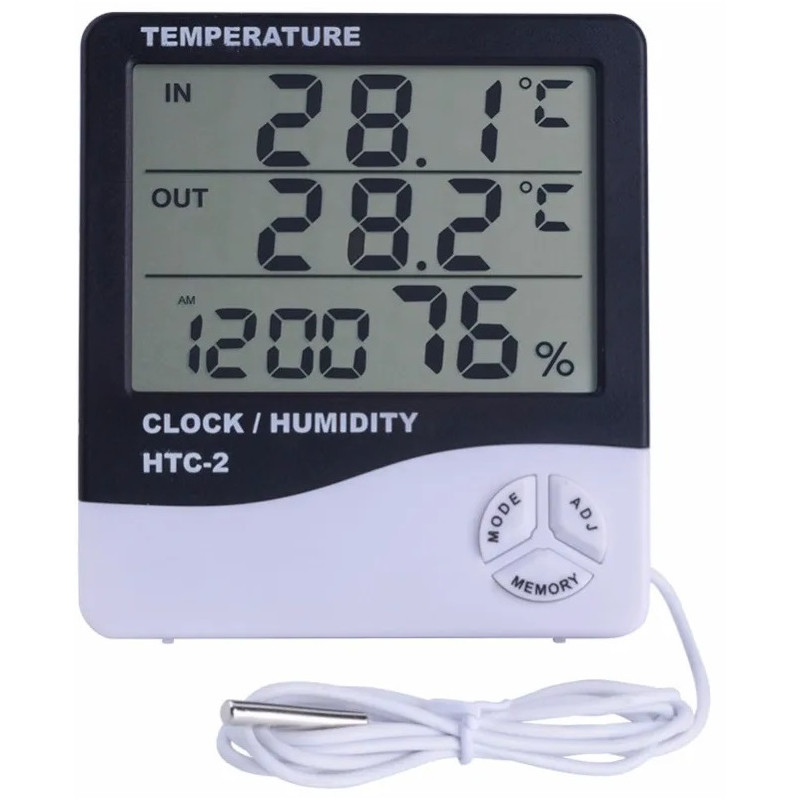 HTC-2 Wetterstation, Thermo-Hygrometer, Uhr. 5in1 (ein/aus)