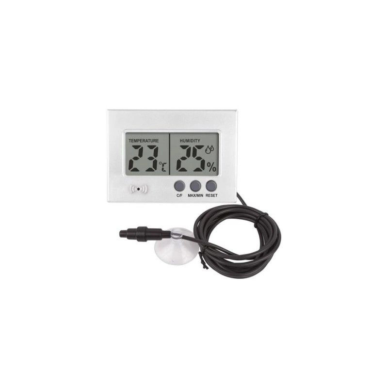 2measure Elektronisches Thermometer mit Hygrometer, Wetterstation, mit Sonde am Kabel