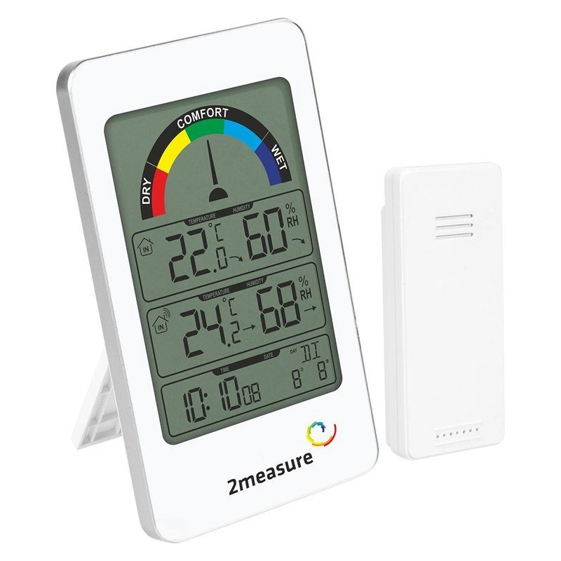 2measure Elektronische Wetterstation mit Thermometer, Hygrometer und Funkuhrfunktionen