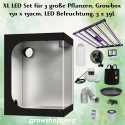 XL LED Set für 3 große Pflanzen, Growbox 150x150cm, LED Beleuchtung, 3 x 39L