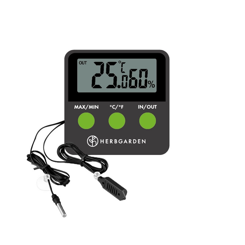 HERBGARDEN Weather Station - Thermometer and Hygrometer, with probe on cable