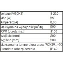 Radialventilator BOX (55W / Ø200mm / 500m3/h)