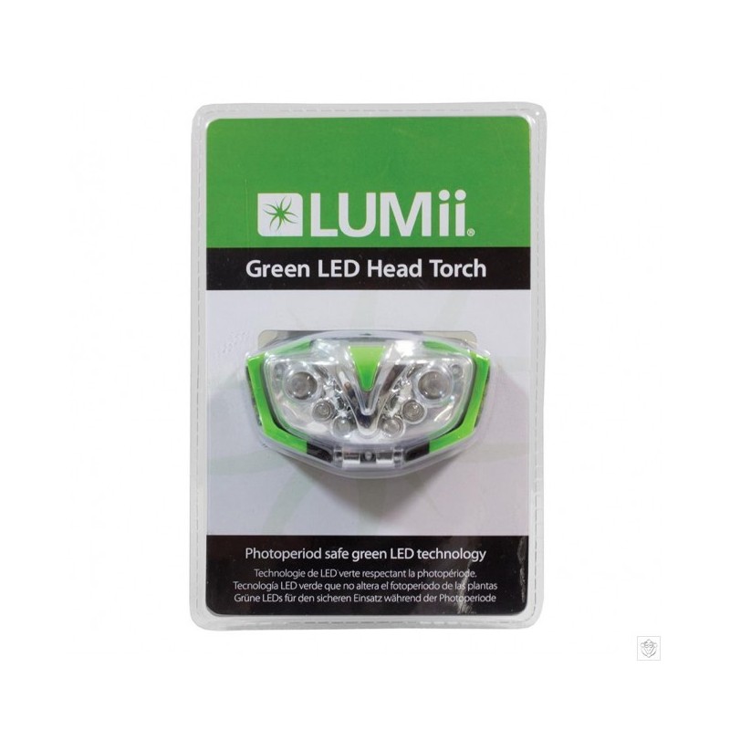 Latarka czołowa LUMII Green LED 10W do obserwacji roślin w nocy (światło obojętne dla roślin)