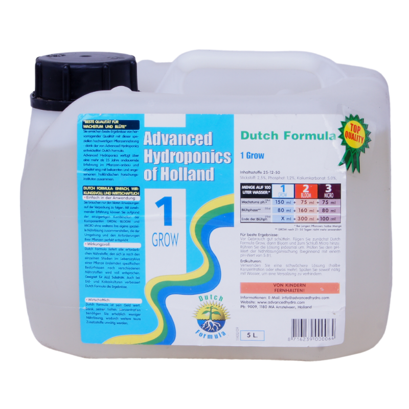 Advanced Hydroponics of Holland DUTCH FORMULA 1 GROW 5L, growth fertilizer